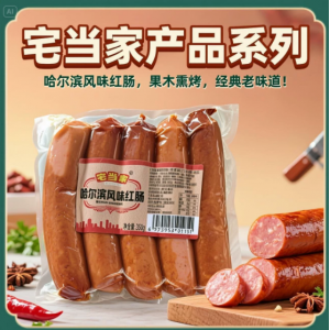 哈尔滨风味红肠即食香肠老式传统火腿肠开袋即食零食小吃350g/袋